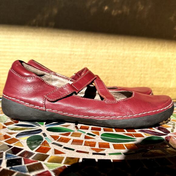 Vionic Judith Mary Jane Shoes Leather Hook & Eye Strap Strappy Round Toe Red 9 - Picture 3 of 7